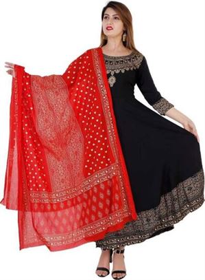Women Viscose Rayon Kurta Dupatta Set