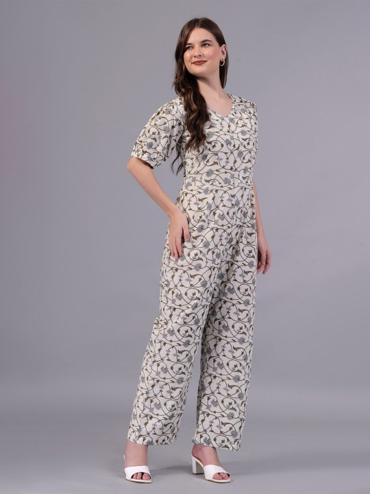 Aarti Fashion Floral Printed Pure Cotton Basic Jumpsuit for Women